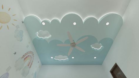 Kids Room False Ceiling Design, Kids Room Ceiling, Child Bed, Kids Bed Design, Kids Room Interior Design, Disney Drawings Sketches, Pop Ceiling Design, Interior Design Drawings, Kids Pop