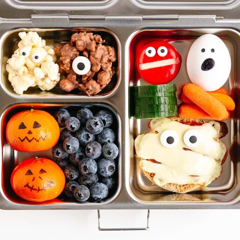 Healthy Halloween Snacks For Kids, Halloween Meals, Halloween Lunch Ideas, Easy Lunch Box Ideas, Lunch Box Ideas For Kids, Halloween Snack Ideas, Box Ideas For Kids, Easy Lunches For Kids, Halloween Lunch Box