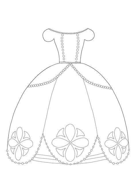 Princess Dress Coloring Pages - 2 Free Coloring Sheets (2020) Princess Dress Printable, Disney Princess Dress Cookies, Princess Dress Drawing Sketches, Elena Disney Princess, Princess Dress Drawing, Outfits Illustration, Dress Coloring Pages, Princess Coloring Sheets, Dress Cookies