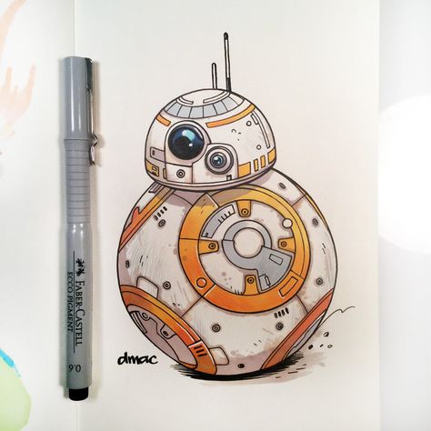 BB-8 by D-MAC Star Wars Tumblr, Star Wars Cartoon, Star Wars Colors, Star Wars Painting, Star Wars Cast, Battle Droid, Star Wars Drawings, Bday Cards, Bb 8