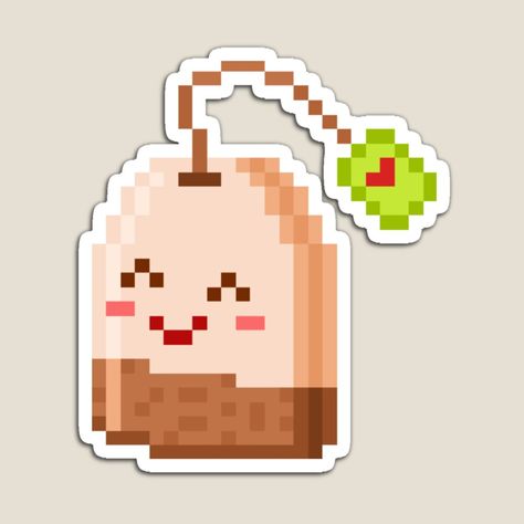 Tea Pixel Art, Happy Tea, Bag Sticker, Cup Of Tea, Glossier Stickers, Perler Beads, Cant Wait, Tea Bag, Mask For Kids