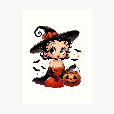 Get my art printed on awesome products. Support me at Redbubble #RBandME: https://www.redbubble.com/i/art-print/Betty-Boop-Halloween-Witch-by-LyssasMindArt/163610878.1G4ZT?asc=u Halloween Betty Boop, Halloween Witch Art, Betty Boop Dress, Betty Boop Halloween, Betty Boop Art, Halloween Tattoos, Witch Art, Halloween Celebration, Featured Art