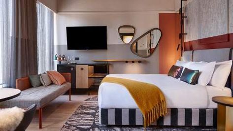 Qt Hotel, Unusual Hotels, Hotel Room Design, Superking Bed, Hotel Guest, Auckland New Zealand, Hospitality Design, Rooftop Bar, Room Accessories