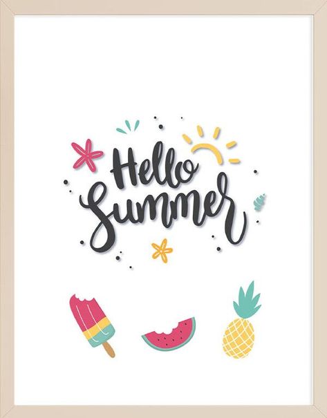 Hello Summer Sign Free Printable, Hello Summer Printable Free, Wal Art, Summer Wall Art, Summer Printables, Free Printable Wall Art, Summer Signs, Nursery Wall Art Printable, Office Decorations