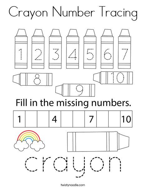 Crayon Number Tracing Coloring Page - Twisty Noodle September Lessons, Twisty Noodle, Number Tracing, Holiday Lettering, Numbers Preschool, Math Printables, Activities Preschool, Math Activities Preschool, Printable Books