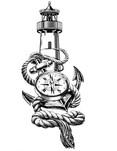 Anchor Clip Art, Lighthouse Tattoo, Light House, Tattoos And Piercings, I Tattoo, Compass, Lighthouse, Clip Art, Tattoos