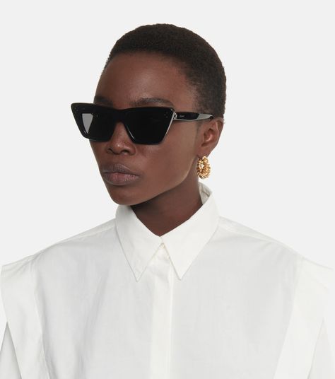 Cat Eye Sunglasses in Black - Celine Eyewear | Mytheresa Celine Cat Eye Sunglasses, Celine Eyewear, Sunglasses Cat Eye, Black Cat Eye Sunglasses, Eyewear Shop, Celine Sunglasses, Tank Top Outfits, Cat Eye Glasses, African American Women