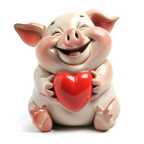 Smiling pig holding heart | free image by rawpixel.com / Boom Smiling Pig, Holding Heart, Smile Images, About Heart, Pig Decor, Year Of The Pig, Animal Cute, Baby Pigs, Mood And Tone