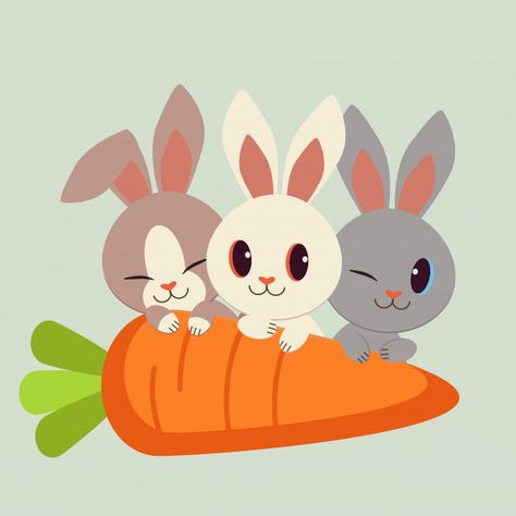 Carrot Illustration Cute, Bunnies Pictures, Caley Hicks, Easter Illustration, Bunny Cages, Arte Do Kawaii, Easter Wallpaper, Bunny Drawing, Bunny Rabbits