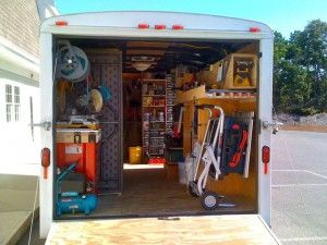 Small Enclosed Trailer, Enclosed Utility Trailers, Trailer Shelving, Construction Trailer, Tool Trailer, Cape Cod Kitchen, Landscape Trailers, Work Trailer, Trailer Organization