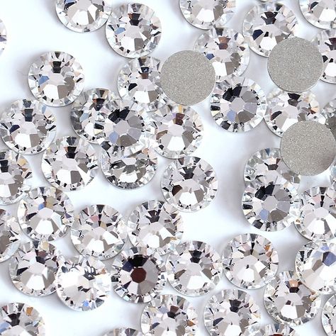 SS3 SS4 SS5 SS6 SS8 SS10 SS12 SS16 SS20 SS30 SS40 Non Hotfix Clear Crystal Flatback Glass Rhinestones For 3D Nail Art Decoration Converse Wedding Shoes, Bling Converse, Hot Fix, Nail Art Rhinestones, Bead Kits, Crystal Ab, Rhinestone Nails, Nail Art Diy, Crystal Gems