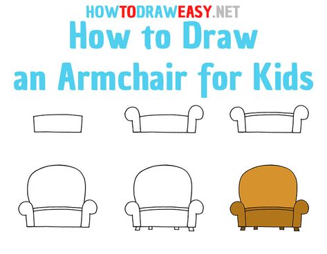 How to Draw an Armchair Step by Step #Armchair #Sofa #Couch #SofaDrawing #HowtoDrawaSofa #ArmchairDrawing #EasyDrawings #Painting #Drawings #Art #ArtWork #SofaSketch #Sketching #HowtoDrawanArmchair Sofa Drawing Easy, How To Draw A Sofa, How To Drow, Elementary Drawing, Sofa Drawing, Drawing Furniture, مشروعات العلوم, Armchair Sofa