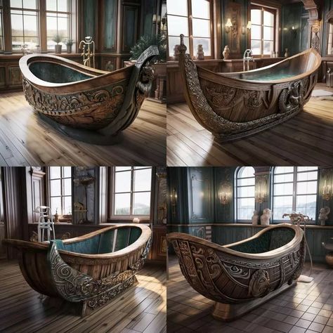 Viking House Interiors, Viking Bathroom, Viking Boat, Viking Longship, Man Cave Design, Viking House, Craftsman Interior, Fantasy Furniture, Bathroom Farmhouse Style