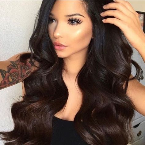 Full Lace Wig Human Hair, Dark Brunette Hair, Beautiful Wigs, Curly Lace Front Wigs, Looks Party, Straight Lace Front Wigs, Front Lace Wigs Human Hair, Rainbow Hair, Dark Brown Hair