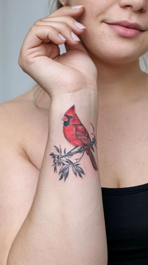 10 Small Cardinal Tattoo Ideas to Represent Hope and Renewal - Beauty Inspo Red Cardinal Memorial Tattoo, Cardinal Memorial Tattoo, Cardnial Tattoo, Red Cardinal Tattoo, Cardinal Tattoo Ideas, Cardinal Symbolism, Red Cardinal Tattoos, Small Cardinal Tattoo, Cardinal Tattoo