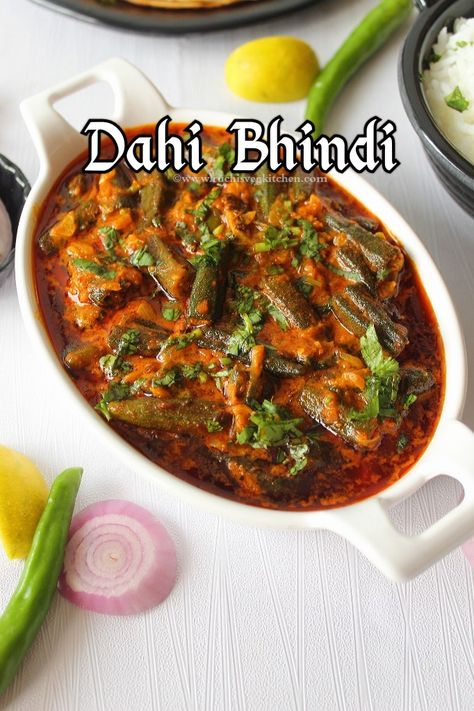 Dahi Bhindi Dahi Bhindi Recipe Video, Dahi Bhindi Recipe, Bhindi Recipe, Bhindi Masala, Recipes Veggie, Vacation Food, Hebbar's Kitchen, Chicken Lollipops, Blooming Onion