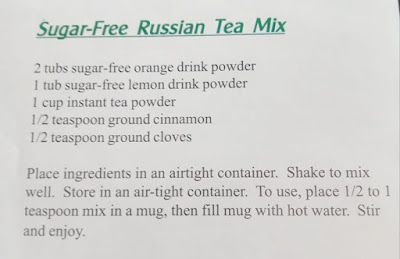 Diabetic Enjoying Food: SUGAR-FREE RUSSIAN TEA MIX Sugar Free Russian Tea Mix Recipe, Sugar Free Russian Tea Recipe, Sugar Free Spiced Tea Recipe, Russian Tea Mix Recipe, Friendship Tea Recipe, Russian Tea Recipe, Spiced Tea Recipe, Homemade Sweetened Condensed Milk, Almond Flour Biscuits