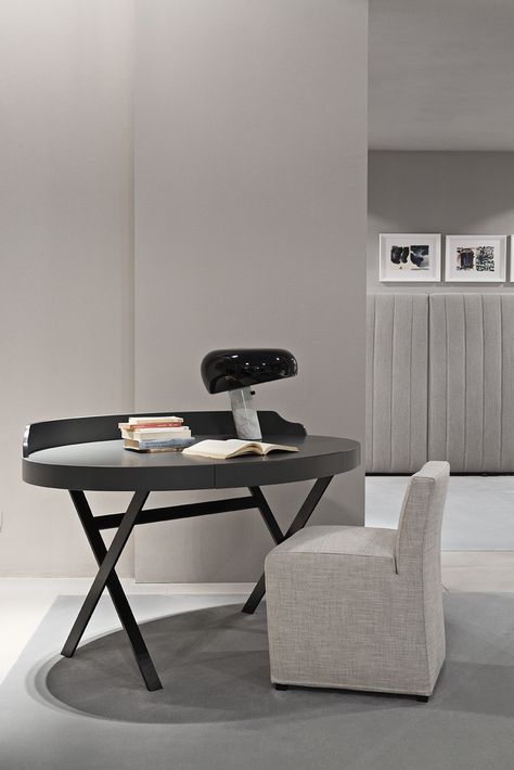 MERIDIANI I EDWARD writing desk I WESS chair Oval Desk, Contemporary Desk, Hotel Furniture, Home Desk, Desk Design, Desk With Drawers, A Chair, Interior Furniture, Writing Desk