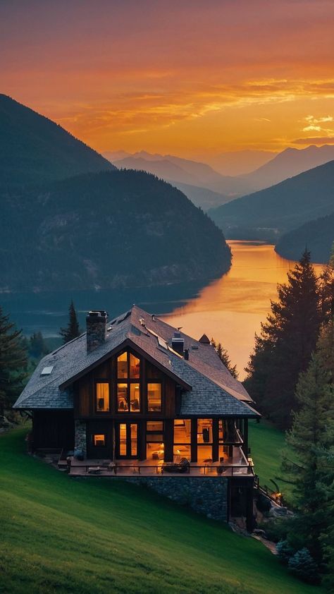 Small Houses Aesthetic, Cabin With Mountain View, Wallpaper For Mountain House, Life In The Mountains, Houses In Vermont, Cozy Cabin In The Mountains, Cozy Mountain Home Exterior, Homes In Colorado, Lake House In The Mountains