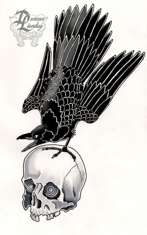 Irezumi Crow and Skull - Tattoo Design - Wabori Horimono.  @DuncanLiondog fb Inst or www. for bookings.  #crowtattoo #crowirezumi #crowskull #JapaneseStyle #GlasgowTattoo #Glasgow #irezumi #horimono #japaneseink #japanesetattoo #japanesetattoodesign Crow Japanese Tattoo, Old School Crow Tattoo, Japanese Raven Tattoo, Japanese Crow Tattoo, Crow And Skull Tattoo, Japanese Skull Tattoo Design, Crow Skull Tattoo, Crow And Skull, Japan Tattoos