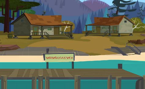 Camp Wawanakwa Scenery - 14 - Wawanakwa Sign Total Drama Island Background, Honey Heist, Drama Background, Camp Wawanakwa, Ok Ko Cartoon Network, Cartoon House, Dark Skin Boys, Camping Aesthetic, Fnaf Wallpapers