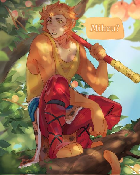 Jttw Sun Wukong, Yellow Tusk Lmk, Wukong X Macaque Kiss, Mk Monkie Form, Sun Wukong Lmk Fanart, Sun Wukong Macaque, Monkey King Fanart, Sun Wukong Art, Sun Wukong Fanart