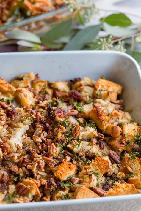 Sausage Apple Pecan Stuffing Stuffing Recipe With Sausage, Cranberry Pecan Stuffing, Thanksgiving Stuffing Recipe, Recipe With Sausage, Best Stuffing, Cooking Thanksgiving Dinner, Stuffing Recipes For Thanksgiving, Tastes Better From Scratch, Chicken Apple Sausage