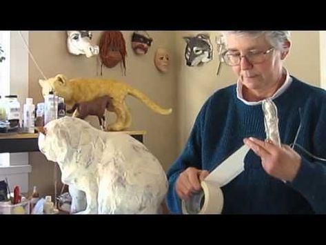 How to Make a Paper Mache Cat, Lesson 5# Combi Hippie, Paper Mache Paste, Paper Mache Projects, Paper Mache Mask, Paper Mache Animals, Paper Mache Clay, Paper Mache Sculpture, Paper Mache Art, Paper Mache Crafts