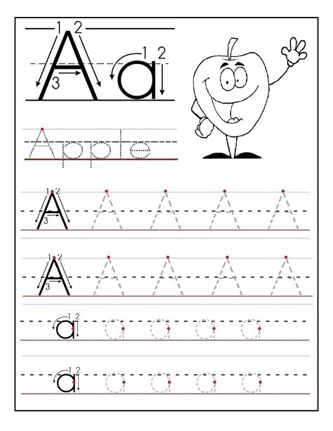 Kids Worksheet ABC Tracing to Learn Writing | Loving Printable Handwriting Worksheets For Kindergarten, Tracing Letters Preschool, Alphabet Writing Worksheets, A Is For Apple, Letter Recognition Worksheets, Letter Worksheets For Preschool, Alphabet Writing Practice, Printable Alphabet Worksheets, Abc Worksheets