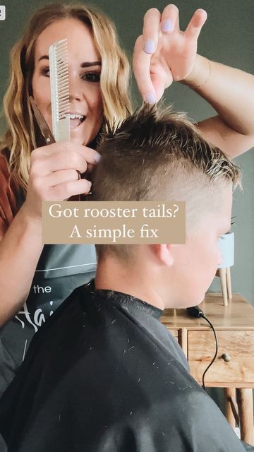 The Haircut Box | Ashlie Sutton on Instagram: "Such a common problem to have. Those dang roosters that won’t lay down! I say either grow them out long or cut them off!!! We’ve tried and tried to get the mid length hair to lay down and it doesn’t so why keep trying something that doesn’t work?! You know how to set your guides if you’ve been here for 5 minutes. I talk about them All. The. Time. Find the top guide and the side guide and angle your fingers down so you can have a straight line to Boys Hair Styles 2023 Short, Thick Boy Hair Cuts, Hair Cuts For Boys With Cowlicks, Modern Mullet Boys Straight Hair, Boys Fine Hair Haircut, How To Cut Little Boys Hair, Boys Haircut How To, Boys Growing Out Hair Styles, Boy Hair Cuts Long On Top