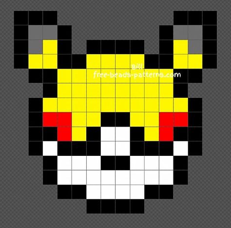 Pikachu Bead Pattern, Perler Bead Patterns Pikachu, Perler Beads 14x14, Pokeball Perler Bead Patterns, Pokemon Beads Pattern, Pikachu Perler Bead Pattern, Pikachu Perler Beads, Pikachu Hama Beads, Pixel Art Pikachu