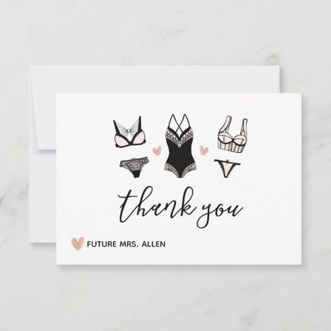 Lingerie Bridal Shower Flat Thank You for $2.29 - Bachelorette Card Bachelorette Card, Lingerie Bridal Shower Invitations, Bridal Lingerie Shower, Lingerie Bridal Shower, Lingerie Bachelorette, Lingerie Shower Invitations, Lingerie Bridal, Lingerie Shower, Wedding Thank You Cards