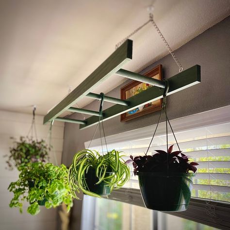 Ladder Pot Rack, Rustic Pot Racks, Pan Hanger, Window Plant Shelf, Plant Ladder, Farmhouse Ladder, Hanging Ladder, Basket Holder, Rustic Pots