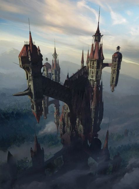 Panoramic-view illustration of Dracula's Castle from Castlevania (Animated Series); created by Jose Vega. Castlevania Castle, Castlevania Tattoo, Castlevania Art, Dracula Castlevania, Wizard Castle, Castlevania Dracula, Castlevania Netflix, Vampire Castle, Castlevania Wallpaper