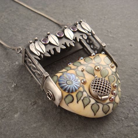 Garden Gate, Metal Clay, Artistic Jewelry, Handmade Necklace, Lampwork Beads, Modern Jewelry, Clay Jewelry, Handmade Necklaces, Jewelry Art