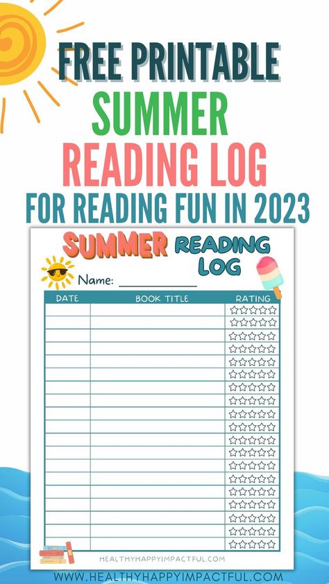 Free Printable! Summer Reading Log for Reading Fun in 2023 Kids Summer Activities Outdoor, Kids Summer Schedule, Summer Reading Log, Make Reading Fun, Reading Log Printable, Summer Reading Challenge, Kids Summer Reading, Kids Schedule, Reading Logs