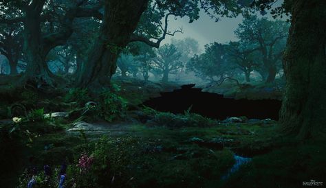 Maleficent Background, Maleficent Forest, Dark Fae Aesthetic, Fae Aesthetic, Maleficent Movie, Sky Tattoos, Matte Paintings, Dark Fae, Advanced Fashion