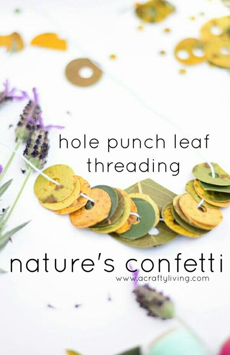 Leaf thredding Nature Crafts For Toddlers, Sustainable Activities, Forest School Activities, Weaving For Kids, Crafts For Toddlers, Nature School, Hole Punches, Nature Play, Toddler Fun