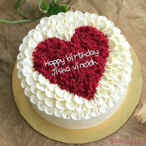 Happy Birthday Cake For Lover with Name Best Birthday Cake Images, Red Velvet Birthday Cake, Birthday Cake For Boyfriend, Heart Birthday Cake, Birthday Cake Writing, Cake For Boyfriend, Happy Anniversary Cakes, Special Birthday Cakes, Cake Writing