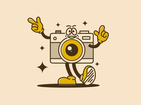 Camera Graphic Design, Camera Character, Cartoon Camera, Photographer Aesthetic, Camera Illustration, Camera Cartoon, Simple Camera, Graphic Design Styles, Take A Selfie