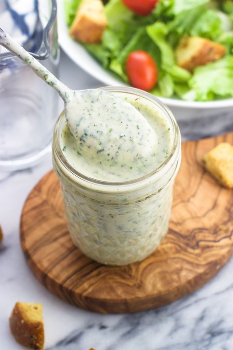 Cilantro Ranch Dressing Recipe, Yogurt Ranch Dressing Recipe, Healthy Ranch Dressing Recipe, Ranch Dressing Mix Recipe, Green Ranch, Cilantro Lime Ranch, Ranch Salad Dressing Recipes, Cilantro Lime Ranch Dressing, Cilantro Lime Dressing Recipe