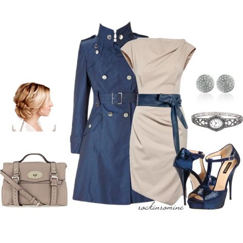 NICE!! Steel Blue Outfit Color Combos, Blue Outfit Color Combos, Outfit Color Combos, Blue Coat Outfit, Mac Coat, Diva Dress, Asymmetrical Hem Dress, Wardrobe Planning, Coat Outfit