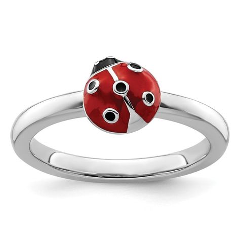 PRICES MAY VARY. PRODUCT SPECIFICATIONS : 925 Sterling Silver Stackable Expressions Red/Black Enamel Ladybug Ring Size 5, Material Purity:925|Material: Accents:Enamel|Material: Accent Color 1:Black|Feature:Solid|Material:Sterling Silver|Material Color:White|Ring Type:Stackable|Material: Accent Color 2:Red TIMELESS DESIGNS : Our jewelry collection features timeless designs that transcend fleeting trends. From delicate and minimalistic pieces to bold and statement-making accessories, each design i Ladybug Ring, Ladybug Design, Black Ladybug, Animal Themed Jewelry, Themed Jewelry, Fashion Ring, Stackable Ring, Rings For Her, 925 Jewelry