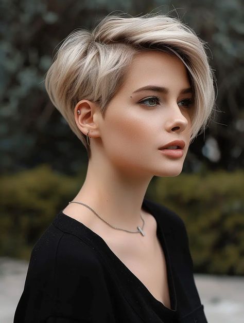 Long Pixie Haircut With Undercut, Pixie Haircut Thick Straight Hair, Pixie Haircut For Round Faces Plus Size, Girls Haircuts, Kort Bob, Edgy Short Haircuts, Very Short Hair, Short Blonde, Short Hair Haircuts