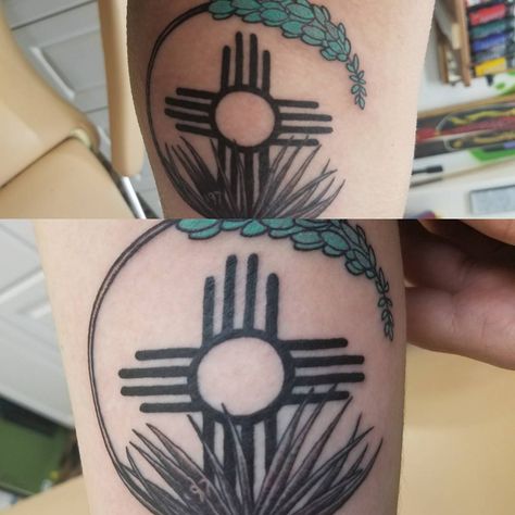 These were two cool walkins!! Like the custom tattoos! #tattoo #tattoos #zia #ziatattoo #ziatattoos #yuka #yukatattoo #newmexico… Yucca Plant Tattoo New Mexico, New Mexico Tattoo Ideas, Pandora's Box Tattoo, Zia Symbol Tattoo, Zia Tattoo, New Mexico Tattoo, Mexico Tattoo, Roots Tattoo, Tattoo Thoughts