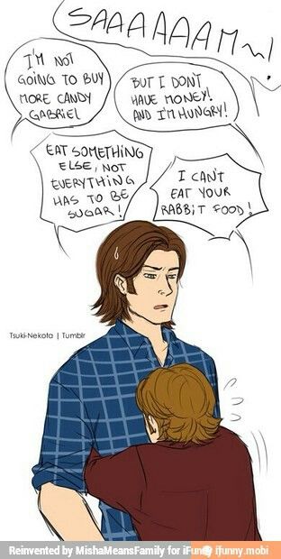 Gabriel may die without his sugar, Sam Sam X Gabriel, Sam And Gabriel, Supernatural Drawings, Supernatural Ships, Supernatural Comic, Supernatural Actors, Supernatural Fan Art, Supernatural Art, Supernatural Destiel