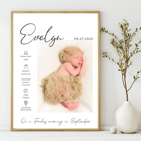 Understanding Baby's Development: Newborn Stats Posters Birth Stats Template, New Parents Gift, Birth Stats Sign, Baby Birth Stats, Birth Announcement Sign, Announcement Sign, Baby Posters, Baby Birth Announcement, Birth Details