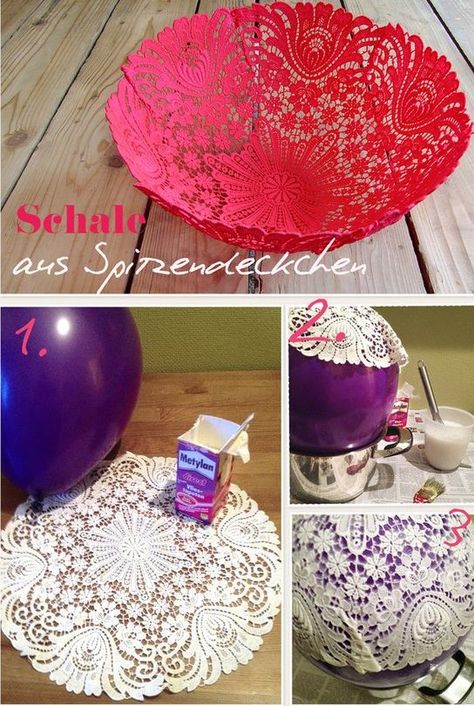 Recyclez vos vieux napperons ! Doilies Crafts, Decorations Table, Diy Easter, Kids Easter, Diy Projects To Try, Cute Crafts, Crafts To Do, Creative Crafts, Easter Decorations