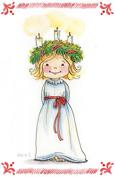 Lucia Sweden, Sweden Illustration, Sankta Lucia, Santa Lucia Day, St Lucia Day, Saint Lucy, San Nicolas, Swedish Christmas, Christmas Time Is Here