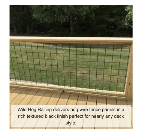 Wild Hog Railing, Wire Fence Panels, Deck Railing Diy, Wire Deck Railing, Hog Wire Fence, Rustic Deck, Wood Deck Railing, Composite Railing, Deck Balusters